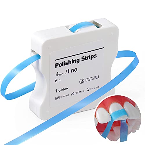 Zahn Schleifpapier, Dental Polierstreifen, Size Fein - 30μm Breite - 4mm Dicke - 6M/Rollen/Box, NatureAqua Harz Zahn Polier Interdental Schleifwerkzeug (Blau)