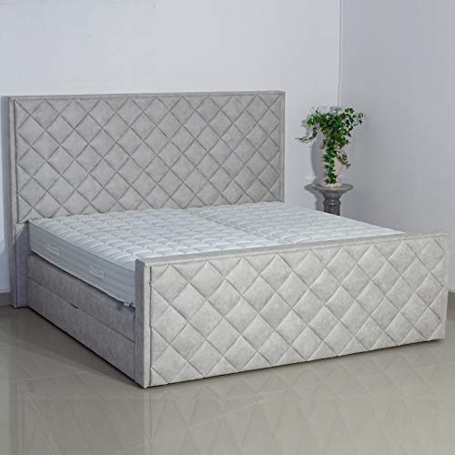 PAARA Luxus Boxspringbett Cabo mit Bettkasten | Antirutsch-Matten | Royal-WS® 500 Taschenfederkern Matratze mit integriertem Original GELAX® Topper Kern | Made in Germany (200 x 200 cm)