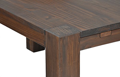 Esstisch 140x80cm Rio Bonito Farbton Cognac braun Pinie Massivholz geölt und gewachst Holz Tisch für Esszimmer Wohnzimmer Küche, Optional: passende Bänke und Ansteckplatten