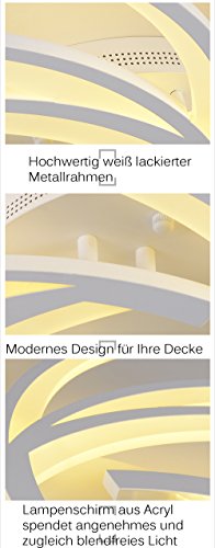 NEU 2042-5White LED Deckenleuchte mit Fernbedienung Lichtfarbe/Helligkeit einstellbar Acryl-Schirm weiß lackierter Metallrahmen Modernes Design Energieeffizienzklasse: A+ Modern (2042white-5)