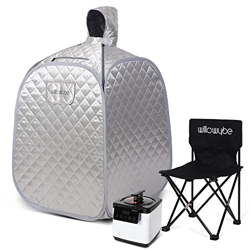 Portable Personal Steam Sauna for Home Spa with Bluetooth and Infrared Control, Steamer, Chair and Tent, Silver | FCC Certified