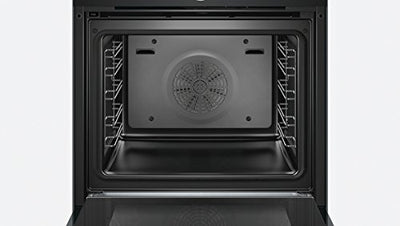 Bosch HSG636BB1 Serie 8 Einbau-Dampfbackofen, Schwarz, 60 x 60 cm, 1 L Wassertank, EcoClean Direct Reinigungshilfe, Bosch Assist Backeinstellung auf Knopfdruck, 4D Heißluft Backen auf 4 Ebenen