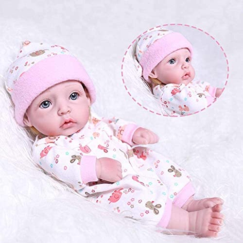 GLXLSBZ Reborn Baby-Puppe, realistische Babypuppen, 28 cm, Vollsilikon, Mini-Schlaf-Puppe, zum Baden geeignet, Spielzeug für Mädchen mit Korb, Kissen, Decken, Outfit für Kinder, Weihnachtsgeschenke