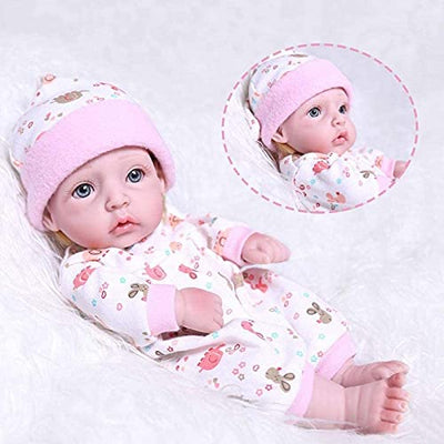 GLXLSBZ Reborn Baby-Puppe, realistische Babypuppen, 28 cm, Vollsilikon, Mini-Schlaf-Puppe, zum Baden geeignet, Spielzeug für Mädchen mit Korb, Kissen, Decken, Outfit für Kinder, Weihnachtsgeschenke