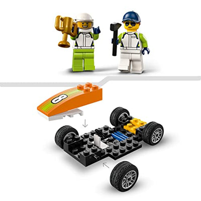 LEGO 60322 City Rennauto, Formel 1 Auto für Kinder ab 4 Jahren, Rennwagen-Spielzeug mit Mechaniker- und Rennfahrer-Minifiguren, Rennauto