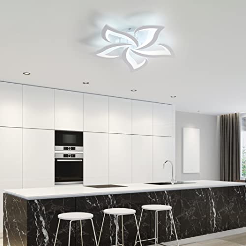 Comely Deckenlampe, LED Deckenleuchte 60W 6750lm, Kaltes Weiß 6000K Moderne Blütenblatt Design Deckenlampe für Wohnzimmer Küche Schlafzimmer Esszimmer, Dia 60cm