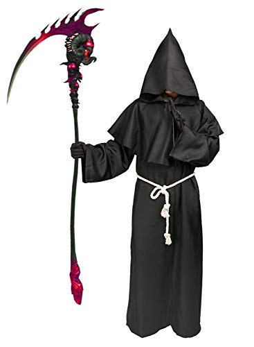 chuangminghangqi Mönch Robe Prister Gewand Mittelalter - Kostüm Renaissance Priester Robe Halloween Cosplay (XL, Schwarz)