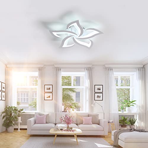 Comely Deckenlampe, LED Deckenleuchte 60W 6750lm, Kaltes Weiß 6000K Moderne Blütenblatt Design Deckenlampe für Wohnzimmer Küche Schlafzimmer Esszimmer, Dia 60cm