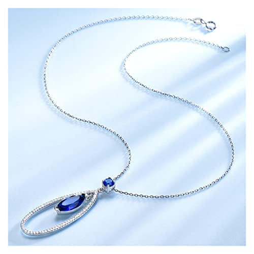 ACEACE Erstellt Saphir Wassertropfen Ohrringe Halskette Reale 925 Sterling Silber Schmuck Sets for Frauen Klassisches Geschenk Fine Schmuck (Gem Color : Sapphire)