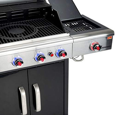 LANDMANN Gasgrill Triton maxX PTS 4.1 | Premium Gasgrill mit doppelwandigem Deckel & maxX-Zone für maximale Hitze | Grillrost aus emailliertem Gusseisen für perfektes Grillbranding [Schwarz]