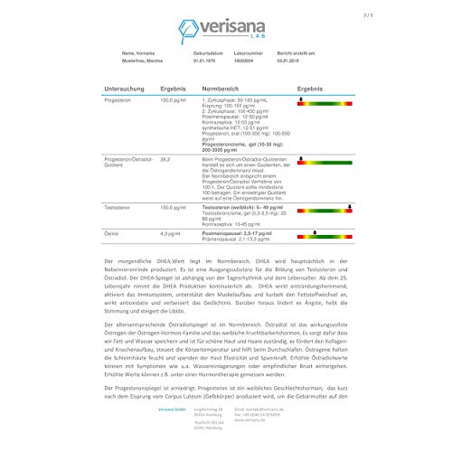 Verisana Wechseljahre Test Hormone Frauen – Hormonspeicheltest (Meno Balance) auf Östrogene (Östradiol & Östriol), DHEA, Progesteron & Testosteron – Wechseljahresbeschwerden identifizieren & behandeln