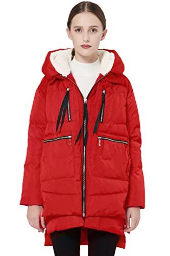 Orolay Damen Verdickte Daunenjacke Warmer Mantel Rot XS