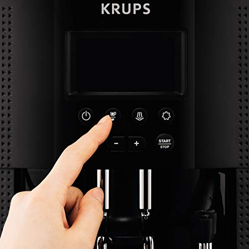 Krups EA8150 Kaffeevollautomat Essential Espresso | 1450 Watt | 1,7 Liter Wassertank | 15 bar | LCD-Display | 3 Temperaturstufen + 3 Mahlgrade | Schwarz