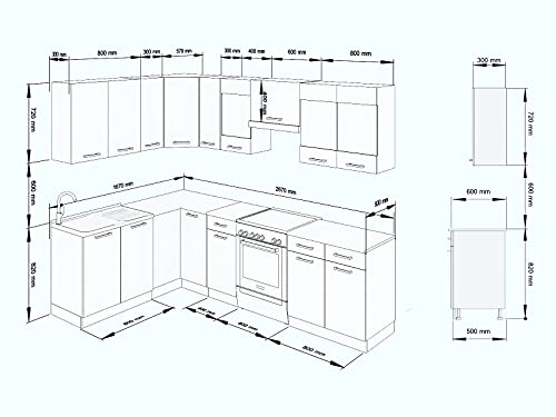 Küchenzeile L-form 270x170 Küchenzeile Küchenblock Komplett-küchen