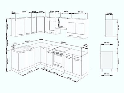 Küchenzeile L-form 270x170 Küchenzeile Küchenblock Komplett-küchen