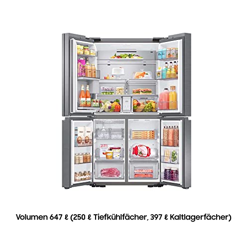 Samsung RF65A967FS9/EG French Door Kühlschrank, 183cm, 647ℓ, Innenliegendes Beverage Center mit Dual Water Dispenser und Ice Maker, Cool Select+ Zone, No Frost+, Frischwasseranschluss, Edelstahl Look