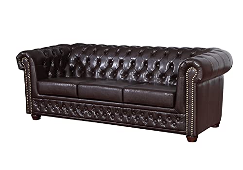 Küchen-Preisbombe Edles Chesterfield Sofa 3 Sitzer in Kunstleder Vintage braun Couch Polstersofa