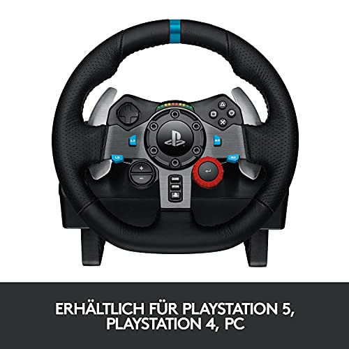 Logitech G29 Driving Force Gaming Rennlenkrad, Zweimotoriges Force Feedback, 900° Lenkbereich, Racing Leder-Lenkrad, Verstellbare Edelstahl Bodenpedale, für PS5, PS4, PC, Mac - Schwarz