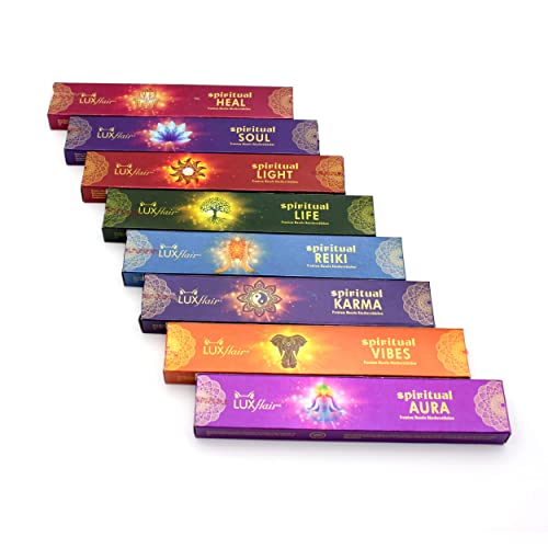 Natürliche Masala Räucherstäbchen im Geschenk-Set mit 8 Duftrichtungen. Premium Spiritual Collection Agarbathi aus Indien zu Meditation, Entspannung, Yoga