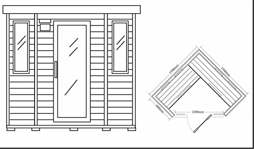 DEKO VERTRIEB BAYERN XXL Luxus LED Infrarotsauna 150x150x190cm Infrarotkabine Wärmekabine Infrarot Sauna + Bluetooth-fähiges Soundsystem Modell 2022 8 hochwertige Premium Keramikstrahler