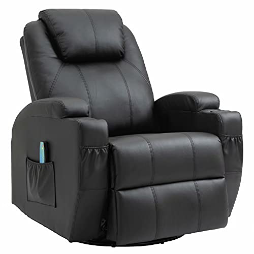 Fernsehsessel Relaxsessel Massagesessel mit Wärmefunktion und Vibration,Fernbedienung 360° Drehbar Black