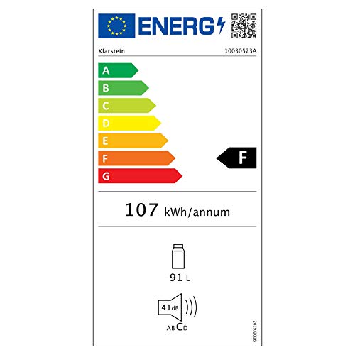 Klarstein MKS-6 Mini-Kühlschrank mit 66 Liter Volumen und 83 Watt, Sleek Edition, freistehend, 3 Temperaturstufen 5 bis 15 °C, 33 db, Innenbeleuchtung, Regaleinschübe, Seitenfächer, weiß