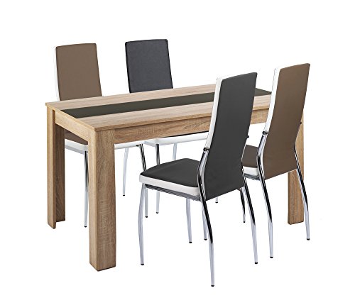 HOMEXPERTS Esstisch NICO / Küchentisch 120 cm / Esszimmertisch / Tisch in Sonoma Holz Eichen-Optik hell-braun / Wendeplatte in der Mitte wahlweise Schwarz oder Weiß / 120 x 80 x 75 cm (L x B x H)