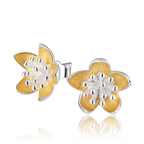 ✦ Weihnachtsgeschenke ✦Springlight S925 Sterling Silber Ohrstecker Weinlese-frische Blumen Ohrstecker Natürlicher Handgemachter Schmuck Geschenke für Frauen.