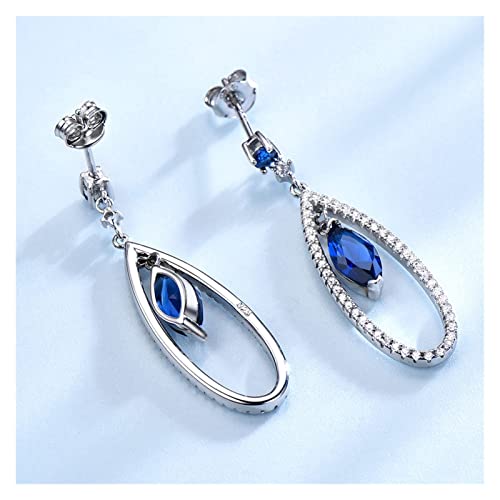 ACEACE Erstellt Saphir Wassertropfen Ohrringe Halskette Reale 925 Sterling Silber Schmuck Sets for Frauen Klassisches Geschenk Fine Schmuck (Gem Color : Sapphire)