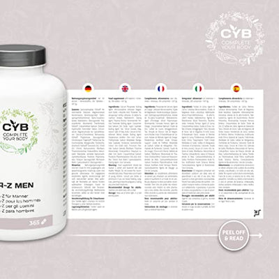 CYB A-Z Vitamine und Mineralien für Männer – Mit Magnesium, Zink, Selen und mehr – 1 x 365 Tabletten