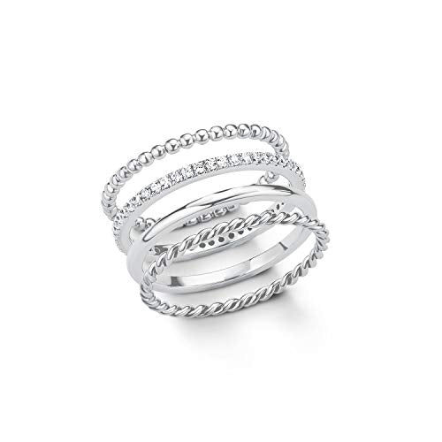 s.Oliver Ring 925 Sterling Silber Damen Ringe, mit Zirkonia synth, Silber, Kommt in Schmuck Geschenk Box, 2015043