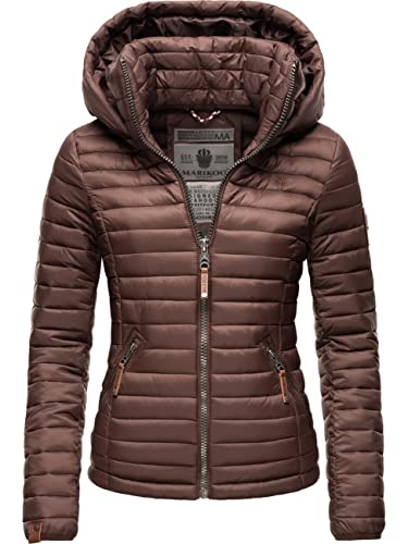 MARIKOO Damen Übergangsjacke Steppjacke mit abnembarer Kapuze Löwenbaby Chocolate Gr. XL