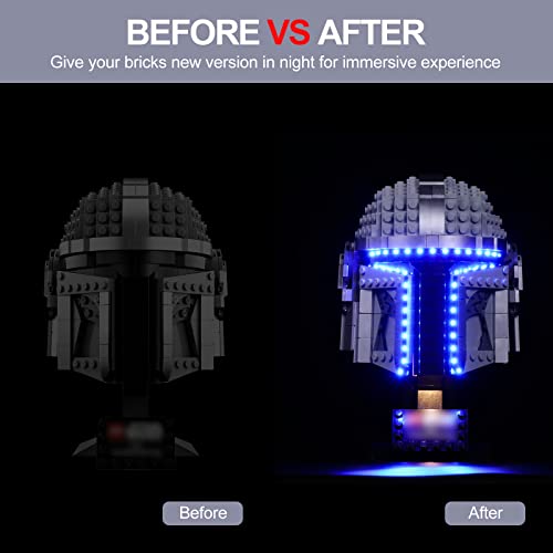 cooldac Licht-Kit für Lego Star Wars 75328 Der Mandalorian Helm, LEDs Beleuchtungsset Kompatibel mit Lego 75328, Version mit IR-Steuerung (Hinweis: Packung ohne Baustein, nur Lichtkit)