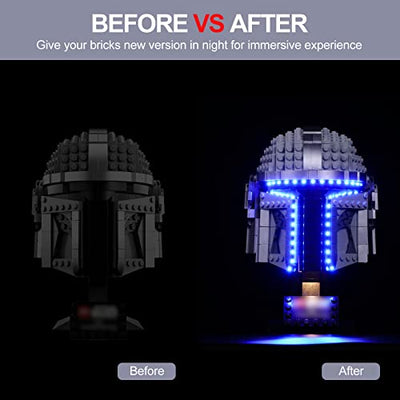 cooldac Licht-Kit für Lego Star Wars 75328 Der Mandalorian Helm, LEDs Beleuchtungsset Kompatibel mit Lego 75328, Version mit IR-Steuerung (Hinweis: Packung ohne Baustein, nur Lichtkit)