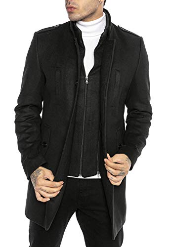 Redbridge Herren Mantel Winterjacke elegante Jacke Slim-Fit Transformable Schwarz XL