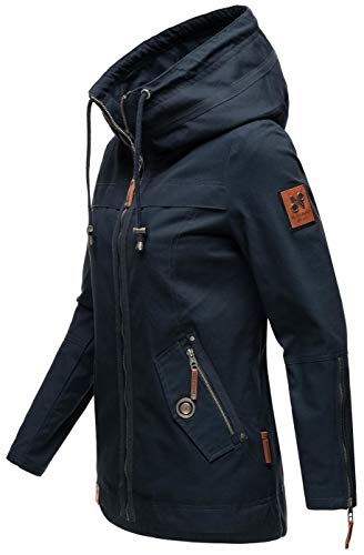 Navahoo Damen Jacke Frühling Übergangsjacke Parka Mantel Kapuze B692 [B692-Wek-Navy-Gr.S]