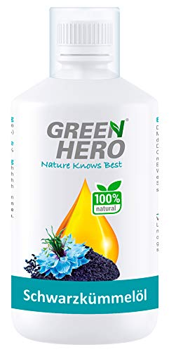 Green Hero Premium Schwarzkümmelöl 500 ml für Hunde und Pferde - Kümmelöl reich an Omega 6 und 9 Fettsäuren sowie Linolsäure - Barf Zusatz - Einzelfuttermittel