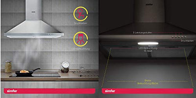 Simfer Einbau Herdset mit Dunstabzugshaube, Autark, Backofen + Kochfeld + Dunstabzugshaube, 60 cm, 3 Funktionen, Touch-Bedienung, 4 Zonen Glaskeramikkochfeld, 2-fach Verglasung, Beleuchtung