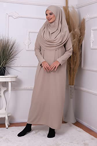 ihvan online Muslimische Kleider für Frauen, Einteiliges Langarm-islamisches Gebetskleid, Mink, XXX-Large-6X-Large