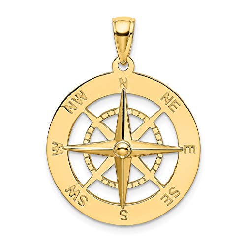 Damen-Halskette mit Anhänger, 14 Karat Gold, nautischer Kompass, Schmuck, Geschenke, Metall