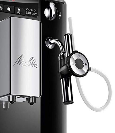 Melitta Caffeo Solo & Perfect Milk E957-201 Schlanker Kaffeevollautomat mit Auto-Cappuccinatore | Automatische Reinigungsprogramme | Automatische Mahlmengenregulierung | Schwarz