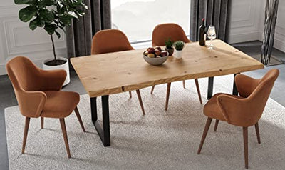 Gozos Berne Esstisch Massivholz aus Baumstamm - Holztisch Esszimmer 140x80 aus massiven Holz mit U-Metallbeinen - Baumkantentisch handgefertigt aus Echtholz - Tisch mit massiver Tischplatte 40mm