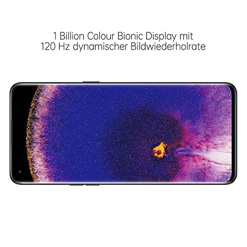 OPPO Find X5 Pro Smartphone, 50 MP Dreifachkamera, 5.000 mAh Akku mit 80W Schnellladen, 6,7 Zoll 120 Hz AMOLED Display, Qualcomm Snapdragon 8 Gen 1, 12 GB Arbeitsspeicher, 256 GB, Glaze Black