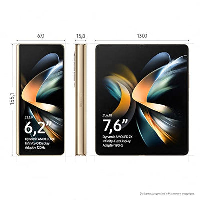 Samsung Galaxy Z Fold4 5G Mobiltelefon ohne SIM-Karte Android Klapp-Smartphone 512 GB, Beige & Standing Cover mit Pen EF-OF93P für das Galaxy Z Fold4 | Smartphone Cover