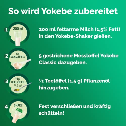 Yokebe Classic - Diätshake zum Abnehmen - glutenfrei und vegetarisch - Mahlzeitersatz zur Gewichtsabnahme mit hochwertigen Proteinen - 500 g = 12 Portionen