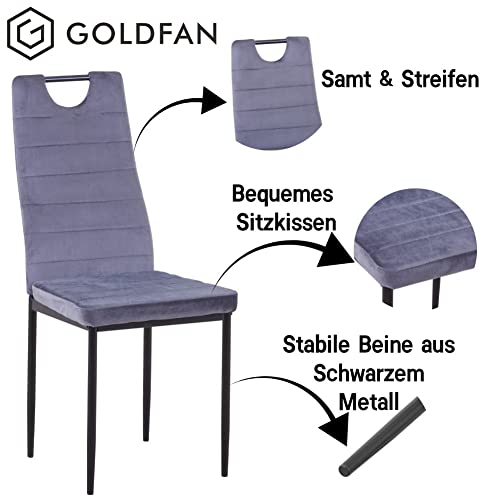 GOLDFAN Esstisch Runder mit 2 Stühlen Set Küchentisch Marmor und 2 Essensstuhl Moderner Esszimmertisch für Esszimmer Wohnzimmer (2, Grau)