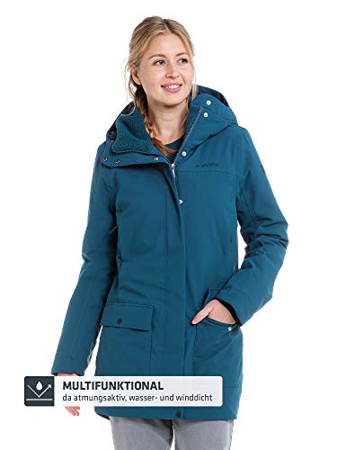 wind- und wasserdichter Damen Parka mit verstellbarer Taille, Wintermantel mit 4-Wege-Stretch und Teddyfutter