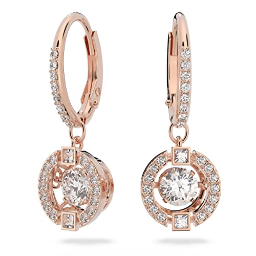 Swarovski Sparkling Dance Ohrringe, Rosé Vergoldete Kreolen mit Funkelndem Weißen Kristallelement und Klarem Kristallpavé