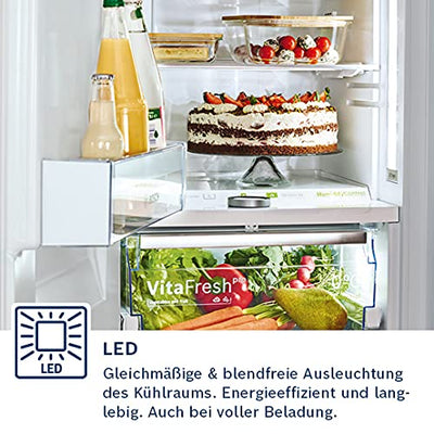 Bosch KIF81PFE0 Serie 8 Einbau-Kühlschrank, 177,5 x 56 cm Nische, 289 L, Flachscharnier, Made in Germany, VitaFresh pro 3x längere Frische, LED-Beleuchtung gleichmäßige Ausleuchtung