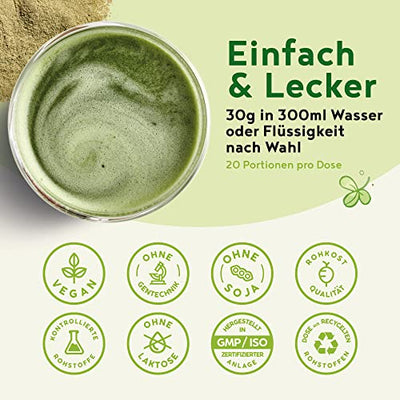 Grüne Mutter - Smoothie Pulver - Das Original Superfood Elixier u.a. mit Weizengras, Brennnessel, Mariendistel, Braunalge, Alfalfa, OPC & weiteren Superfoods - Mit Coenzym Q10 - 600 Gramm Pulver